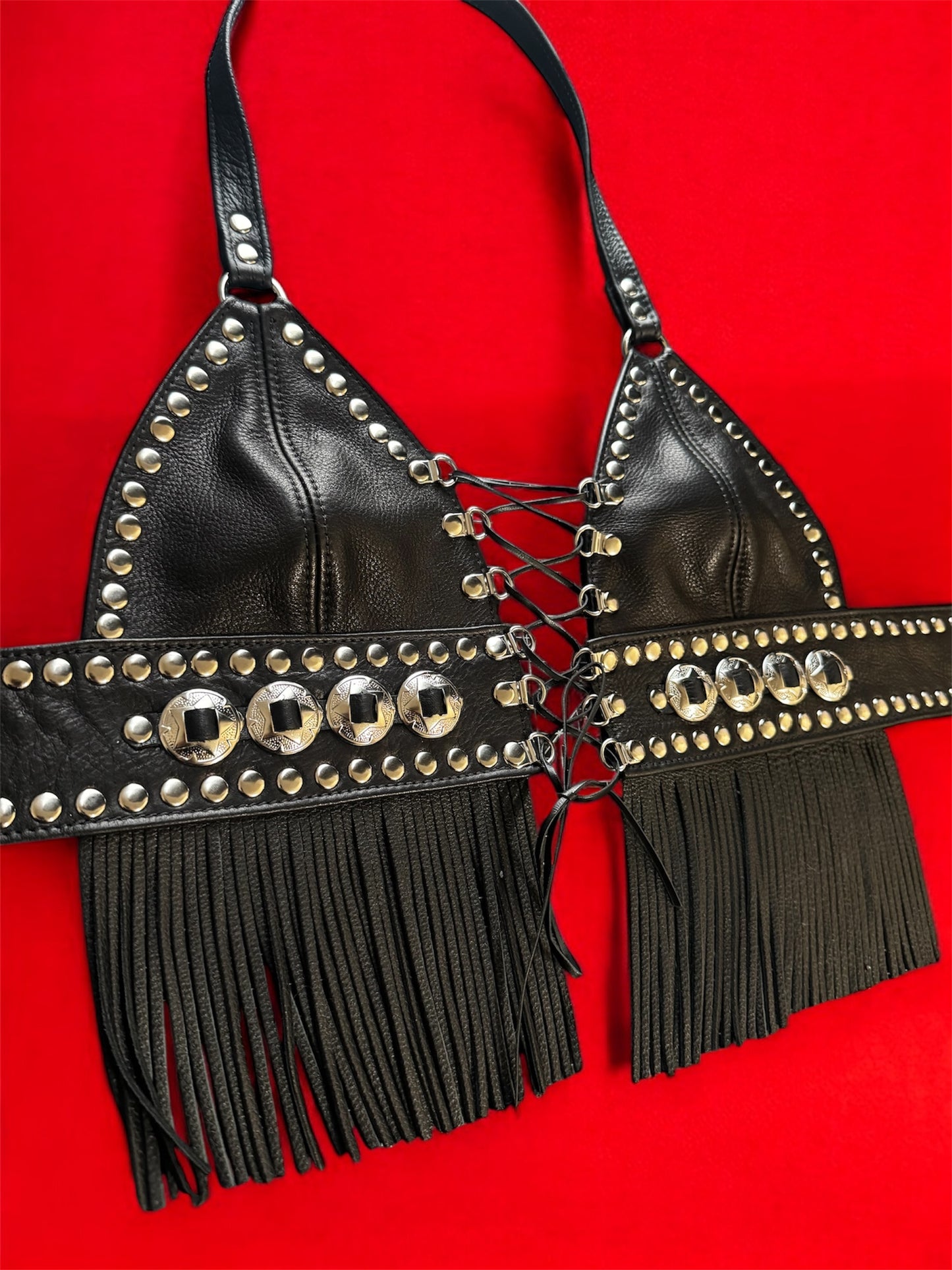 BARBWIRE HALTER TOP WITH TASSELS
