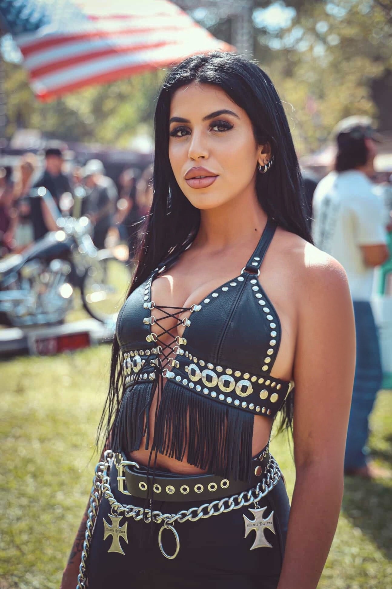 BARBWIRE HALTER TOP WITH TASSELS