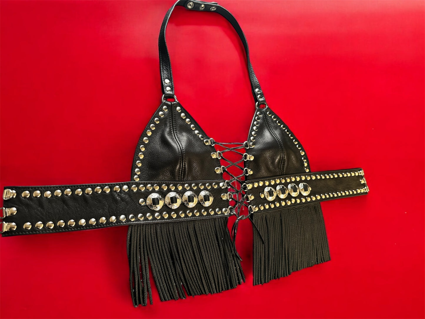 BARBWIRE HALTER TOP WITH TASSELS