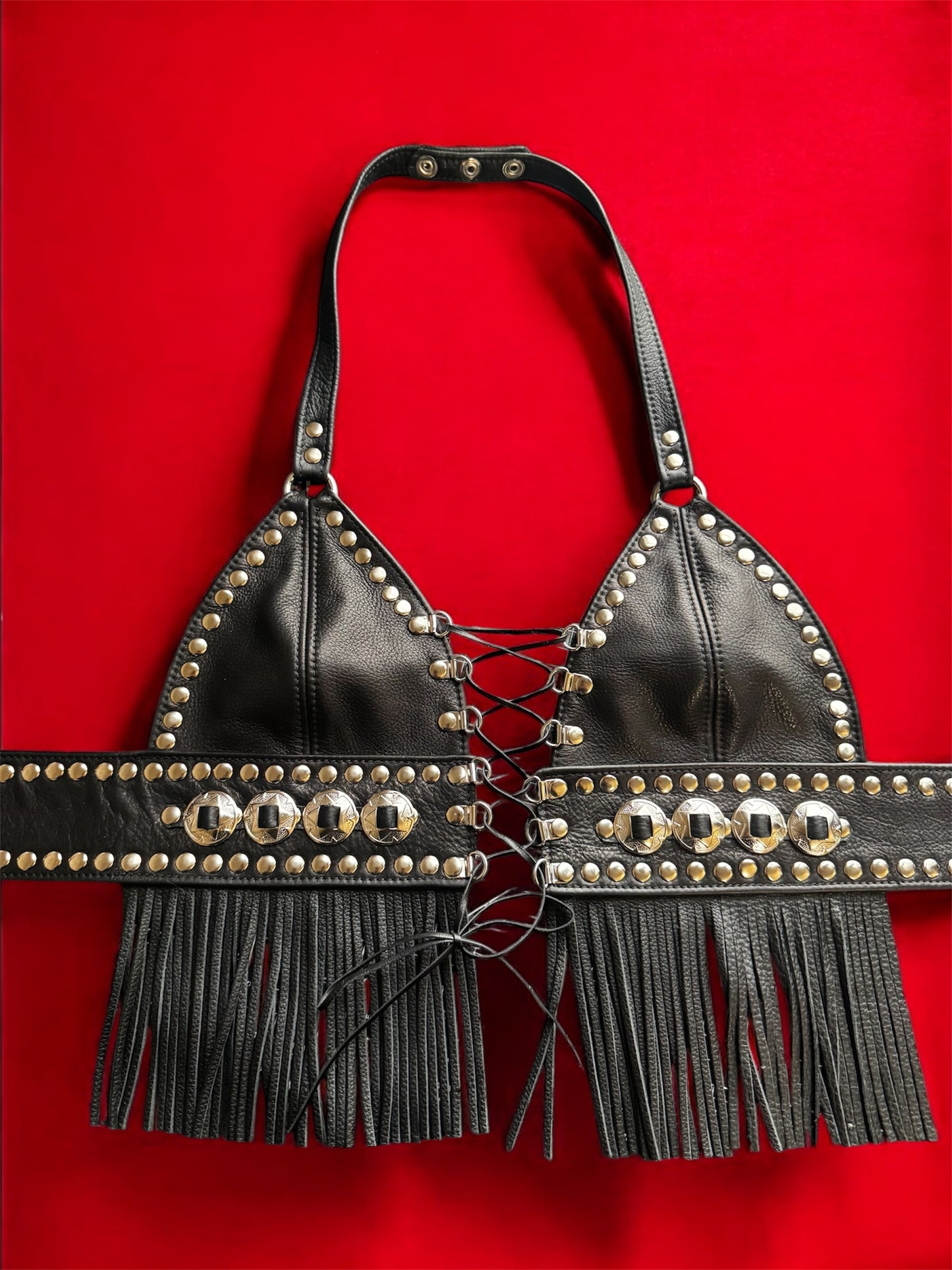 BARBWIRE HALTER TOP WITH TASSELS